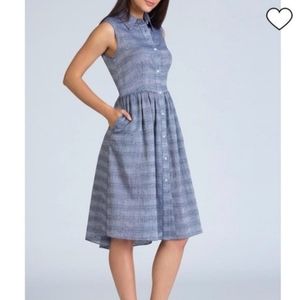 Shoshanna Sleeveless Chambray Button Shirt Dress